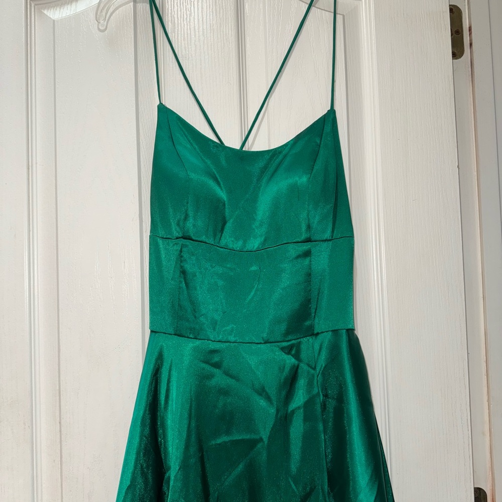 Betsy & Adam Green Backless Spaghetti Strap Cocktail Dress